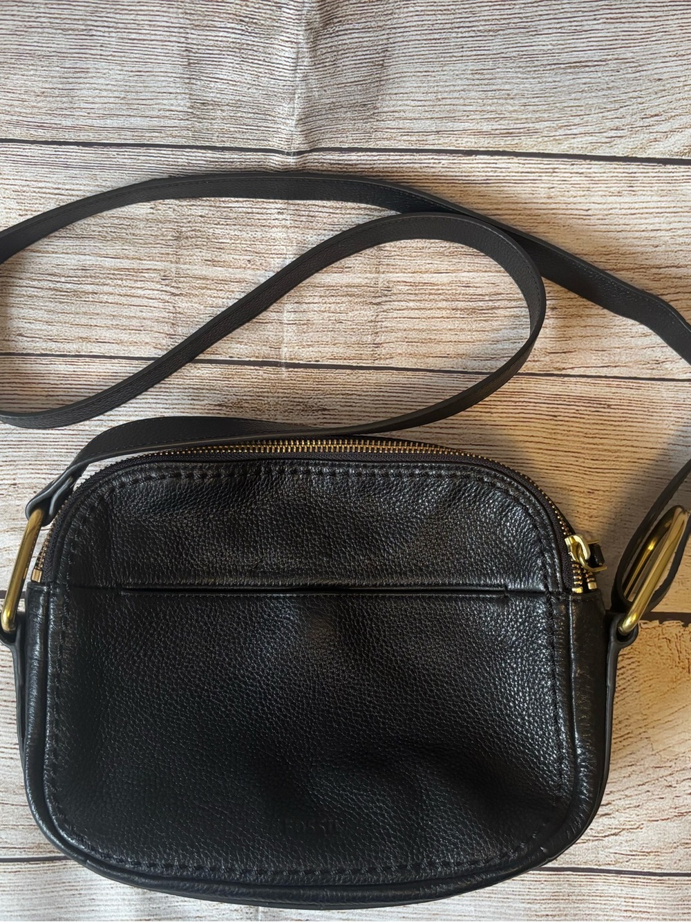 Fossil Ella Crossbody Bag, Black Pebbled Leather